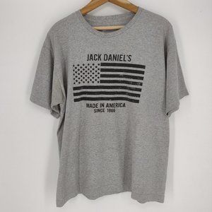 Jack Daniel's Made In America Flag Tennessee Whiskey Gray & Black T-Shirt